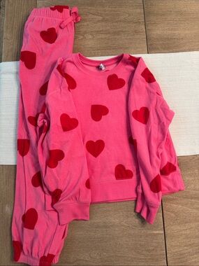 Old Navy Pink and Red Heart-Print Kids jogger Set